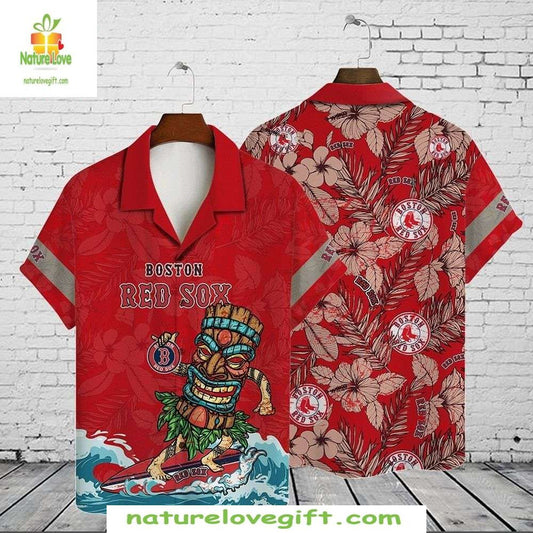 Boston Red Sox Hawaiian Shirt MLB Aloha Baseball Apparel Tiki Surfer
