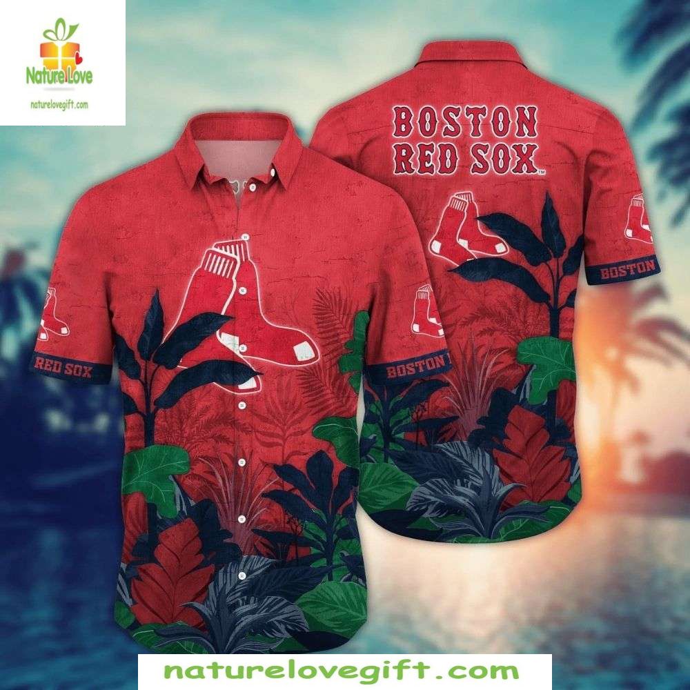 Boston Red Sox Hawaiian Shirt Tropical Jungle MLB Baseball Apparel