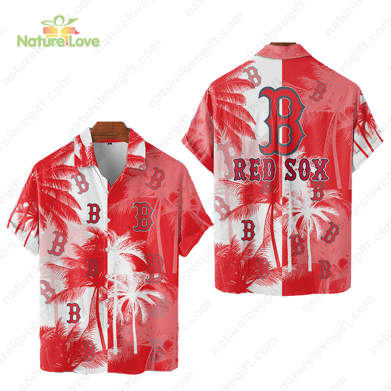 Boston Red Sox Tropical Palm Trees MLB Hawaiian Shirt
