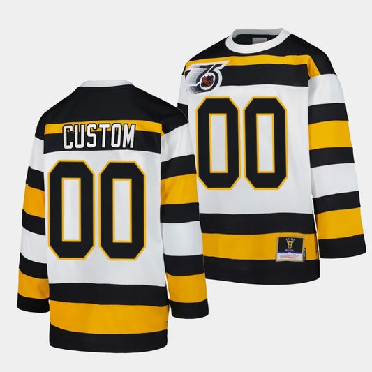 Boston Bruins Custom White 1991 Throwback Jersey Mitchell Ness