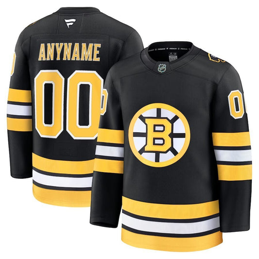 Boston Bruins Fanatics Home Premium Custom Jersey - Black Style 1