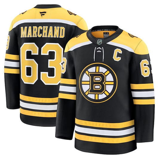 Boston Bruins #63 Brad Marchand Home Premium Jersey - Black