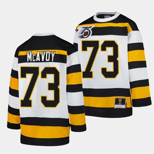 Boston Bruins #73 Charlie McAvoy White 1991 Throwback Jersey Mitchell Ness