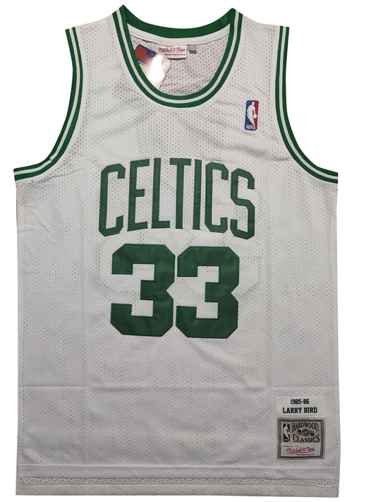 Boston Celtics #33 Larry Bird Celtics 33 # Bird 1985-86 Retro White Jersey Style 1