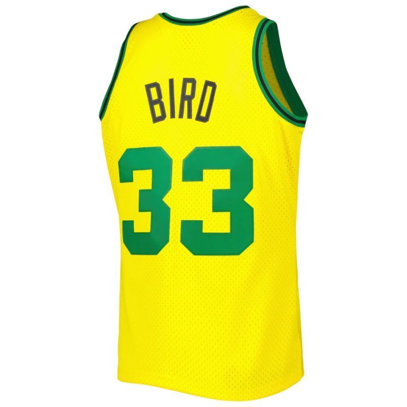 Boston Celtics #33 Larry Bird Celtics 33 # Bird Retro m&n Yellow Premium Mesh Fan Jersey Style 1