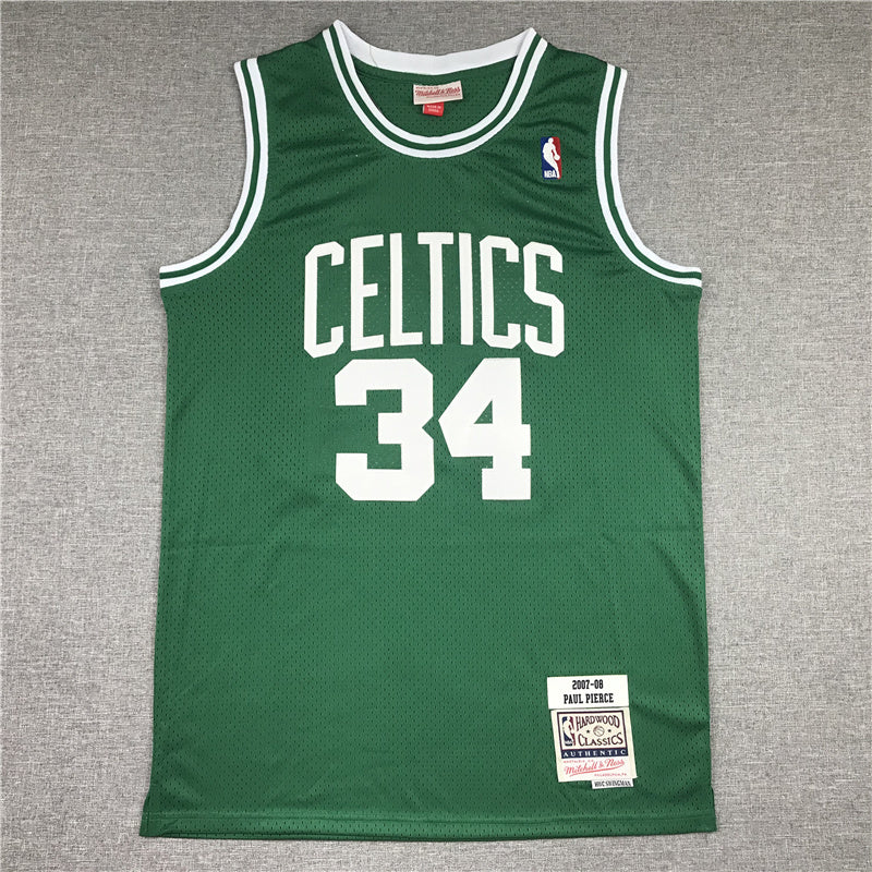 Boston Celtics #34 Paul Pierce Celtics 34 Green Retro Logo 2007-08 Style 2
