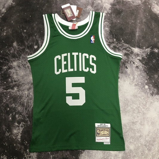 Boston Celtics #5 Kevin Garnett sw Celtics 08 Season Green 5 # Garnett Style 2