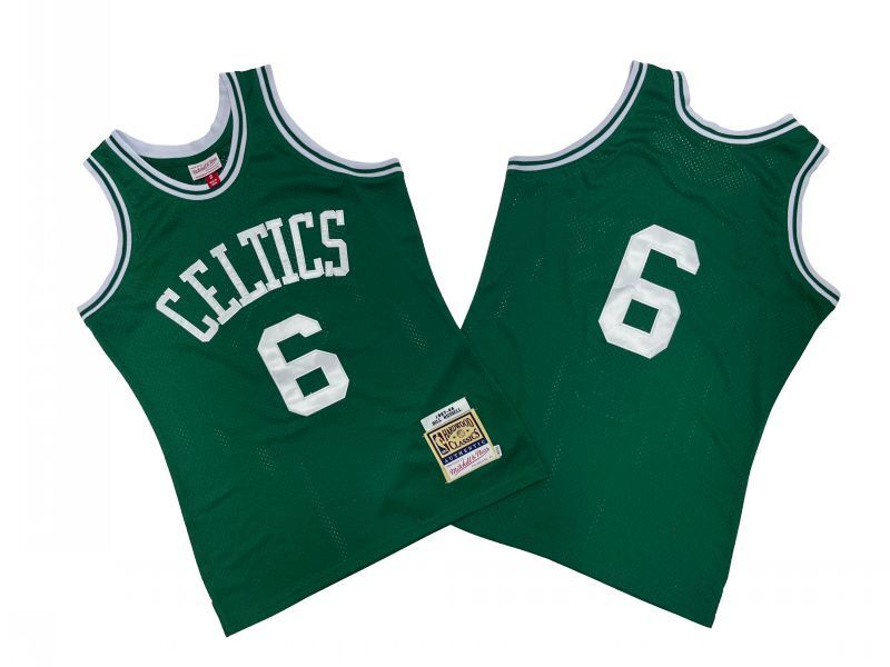 Boston Celtics #6 Bill Russell Celtics 6 # Green 67-68 Season Mitchell Retro Jersey -- Bills Style 2