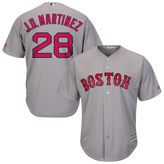 Boston Red Sox #28 J.D. Martinez Majestic Road Official Cool Base Player Jersey - Gray