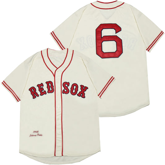 Boston Red Sox #6 Johnny Pesky Red Sox 6 Off-White 1946 Retro