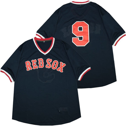Boston Red Sox #9 Ted Williams Red Sox 9 Blue BP Edition Retro Pullover