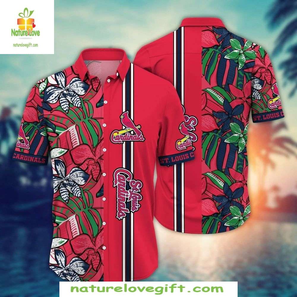 St Louis Cardinals Hawaiian Shirt MLB Baseball Botanical Elegance Apparel