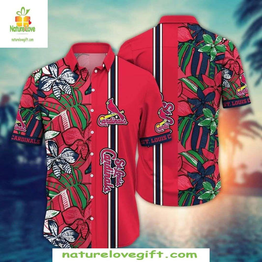 St Louis Cardinals Hawaiian Shirt MLB Baseball Botanical Elegance Apparel