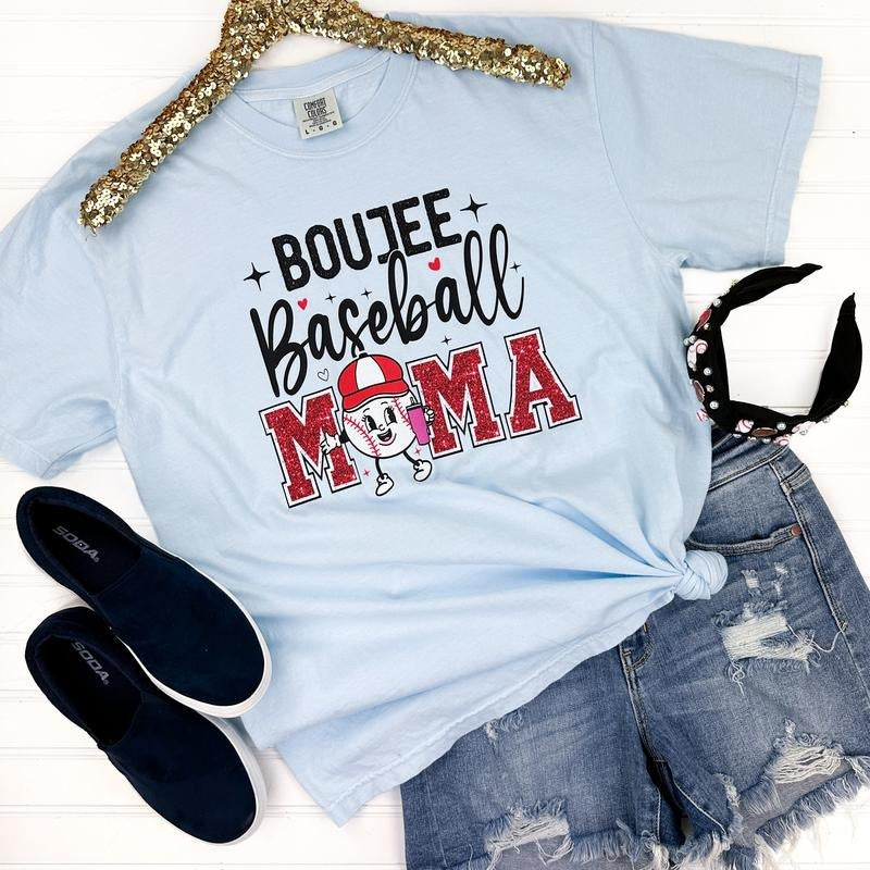 Boujee Baseball Mama Comfort Colors T-Shirt Hoodie, Sweatshirt | InkThreadWorks.com