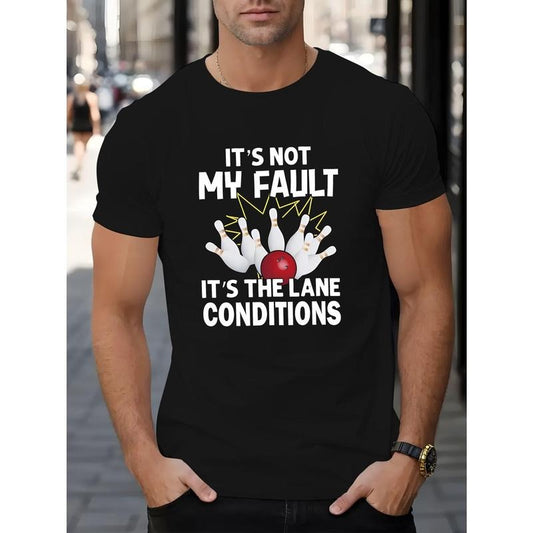 Bowling Men's Summer Short-sleeved T-shirts, Fashionable And Trendy Printed Men's Bottoming Shirts, Male Teenagers' Spring And Summer Round Neck Casual Versatile Tops Made in USA