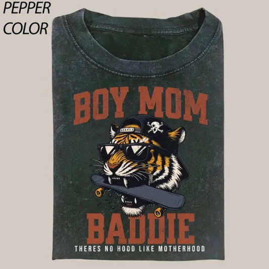 Boy Mom Baddie Vintage Graphic Shirt, Bleached Mother's T-Shirt, Boy Mama Shirt, Gift For mon