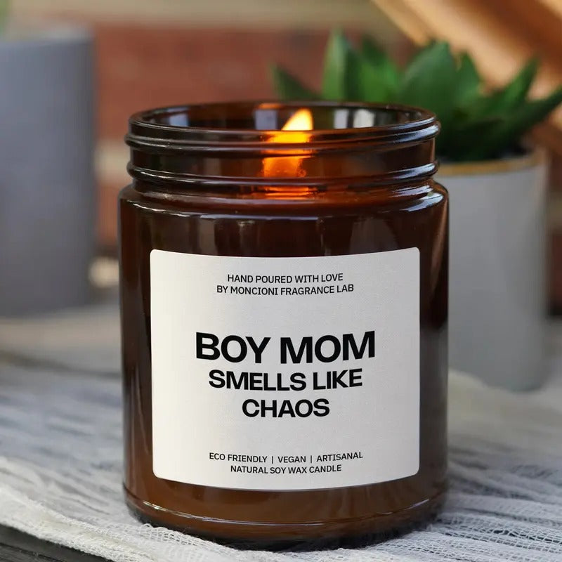 Boy Mom Chaos Candle, Funny Mom Life Scent, Unique Gift for Mother, Humorous Parenting, Family Love T-Shirts, Hoodie,...