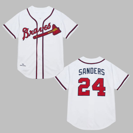 Braves Atlanta Sanders 24 Jersey 2025 - Grishko.com