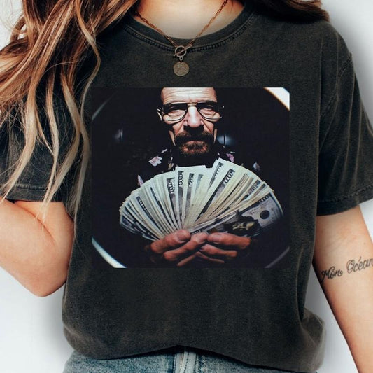 Breaking Bad Vintage Graphic Tee, Walter White Dollar T-shirt, Unisex Meme Cringe Funny Dumb Shirt, Meanswear & Womenswear  Streetwear H