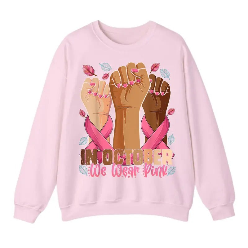Breast Cancer Awareness Month In October We Wear Pink 2024 Sweatshirt, For Men And Women, Trendy Sweatshirt T-Shirts, Hoodie