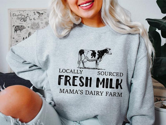 Breastfeeding Sweatshirt, Locally Sourced Fresh Milk Hoodie, Mama's Dairy Farm Sweater, Breast Feeding Hoodie, New Mom...
