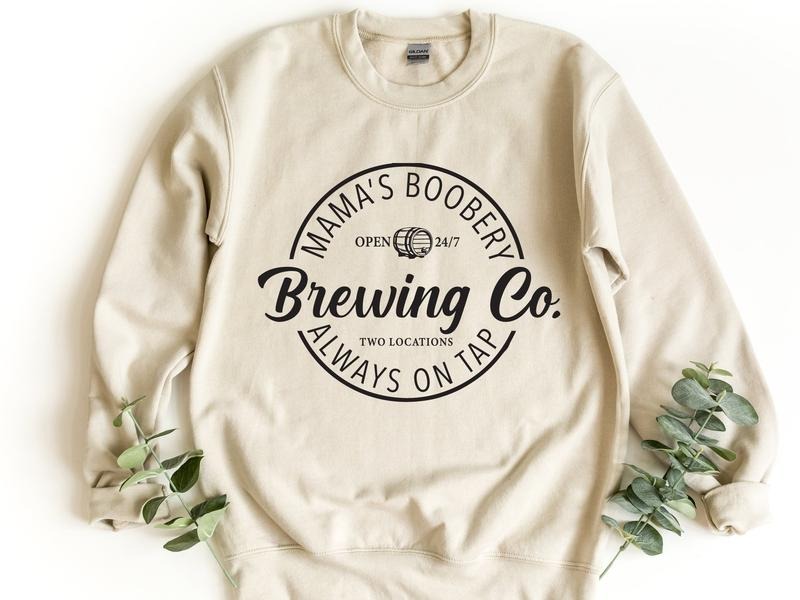 Brewing Co Sweatshirt Breastmilk Sweater Moms Milk Crewneck Moms Boobery Jumper Baby Shower Gift for New Mom for nursing...