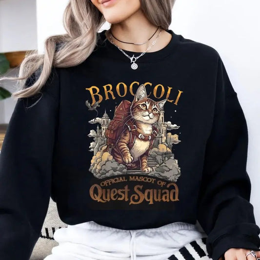 Broccoli Cat Tshirt, Onyx Storm Broccoli Shirt, Women's Graphic Quest Squad Broccoli T Shirt, Fourth Wing Sweater, Unisex Sweater Pullover Tee