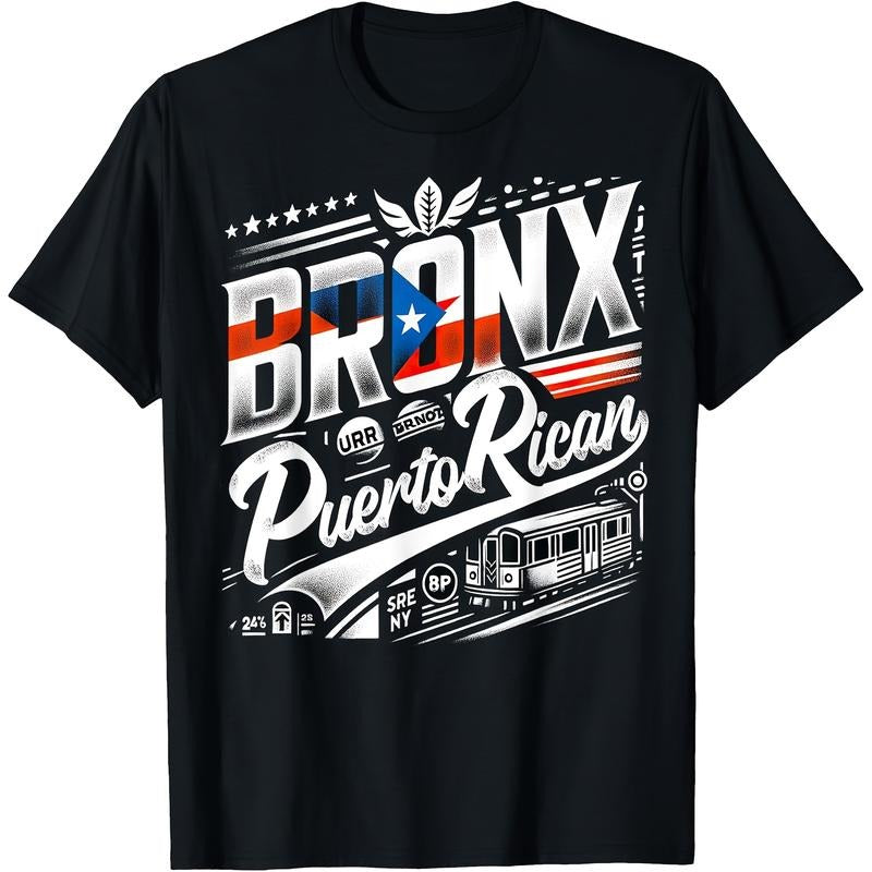 [Bronx Puerto Rican Pride Tee] 100% Cotton Bronx Puerto Rican Pride T-Shirt - Soft, Breathable, Cartoon Print Tee for Men