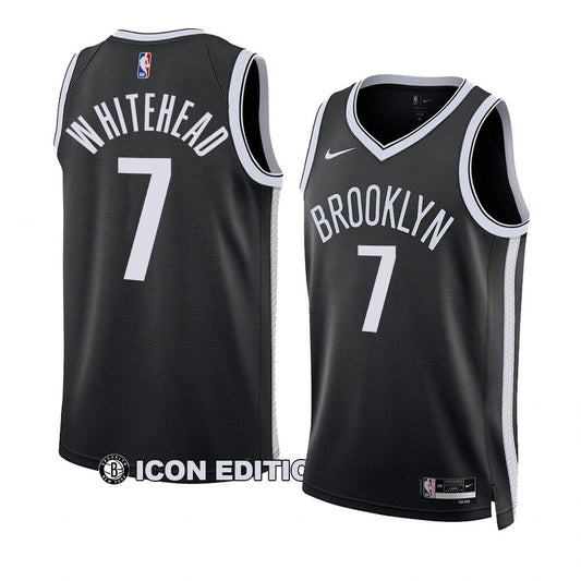 Brooklyn Nets #7 Dariq Whitehead 2023 NBA Draft Men Black Jersey 2022-2023 Icon Edition