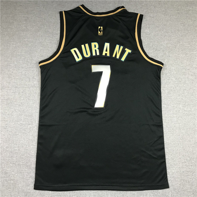Brooklyn Nets #7 Kevin Durant New Nets 7 Black Gold Style 1