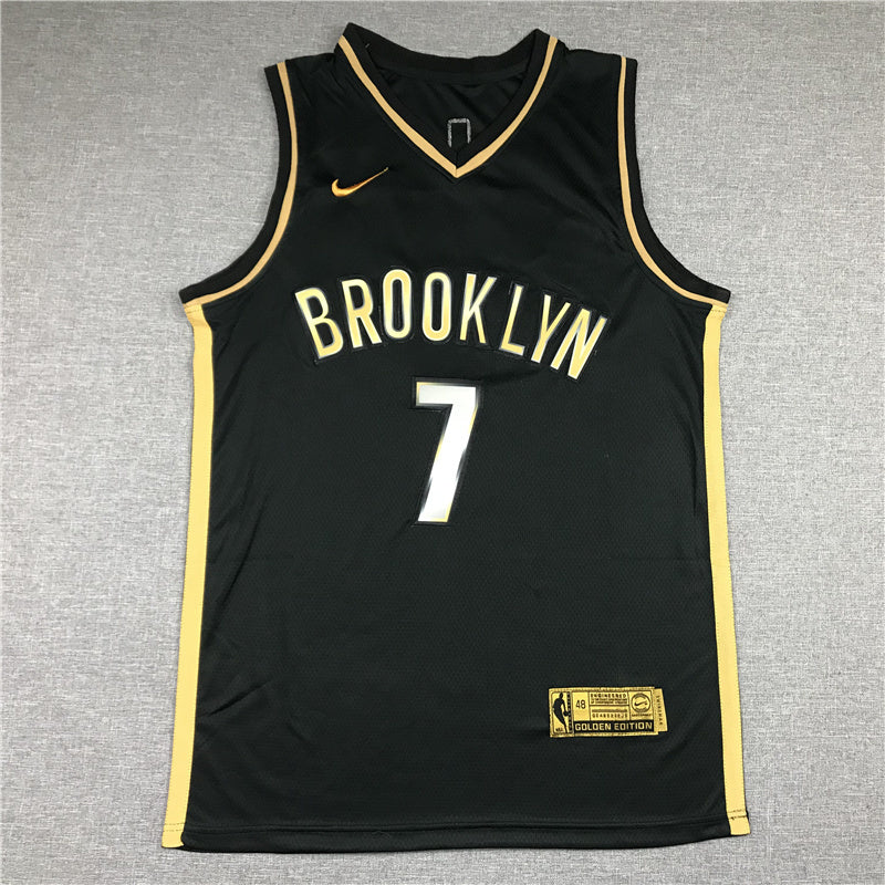 Brooklyn Nets #7 Kevin Durant New Nets 7 Black Gold Style 2