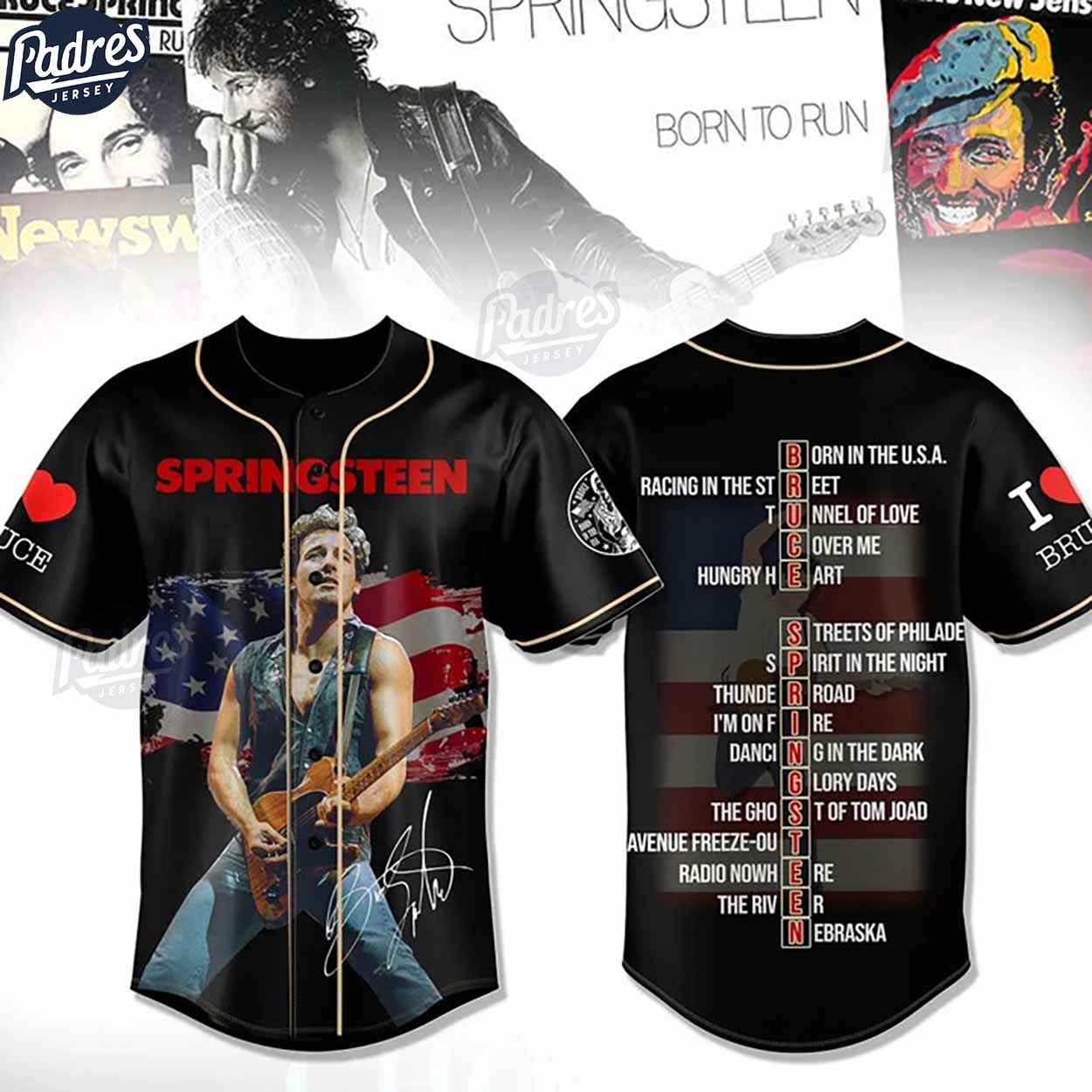 Bruce Springsteen American Flag Music Baseball Jersey - Padres Jersey Oasis: Elevate Your Baseball Style Game