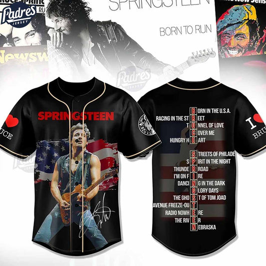Bruce Springsteen American Flag Music Baseball Jersey - Padres Jersey Oasis: Elevate Your Baseball Style Game