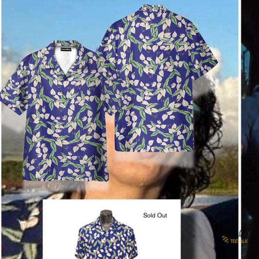 Bts Jungkook Mini Anthurium Hawaiian Shirt Worn By Tom Selleck Magnum Pi Movie Blue Cosplay Costume NEW