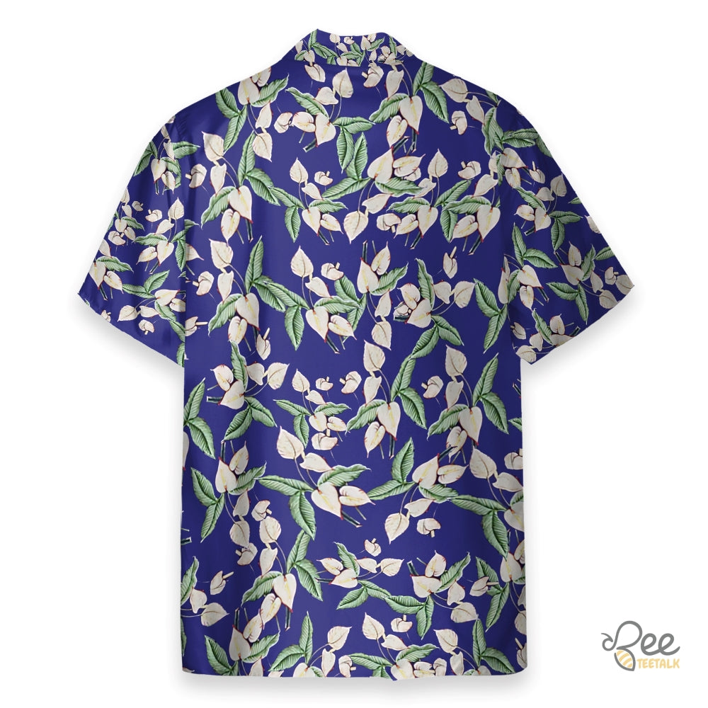 Bts Jungkook Mini Anthurium Hawaiian Shirt Worn By Tom Selleck Magnum Pi Movie Blue Cosplay Costume NEW