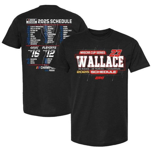 Bubba Wallace 23XI Racing Black 2025 NASCAR Cup Series Schedule T-Shirt Gift For Fans Men Women Hoodie, Sweatshirt