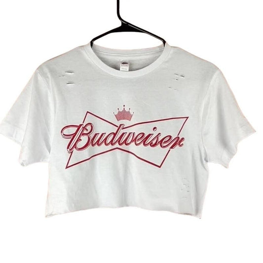 Budweiser Beer Distressed Country Western Nashville Texas Festival Cowgirl Graphic Tee Crop Top Cropped