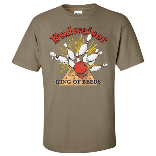 Budweiser Bowling Strike Tan Colorway T-Shirt Hoodie, Sweatshirt | InkThreadWorks.com