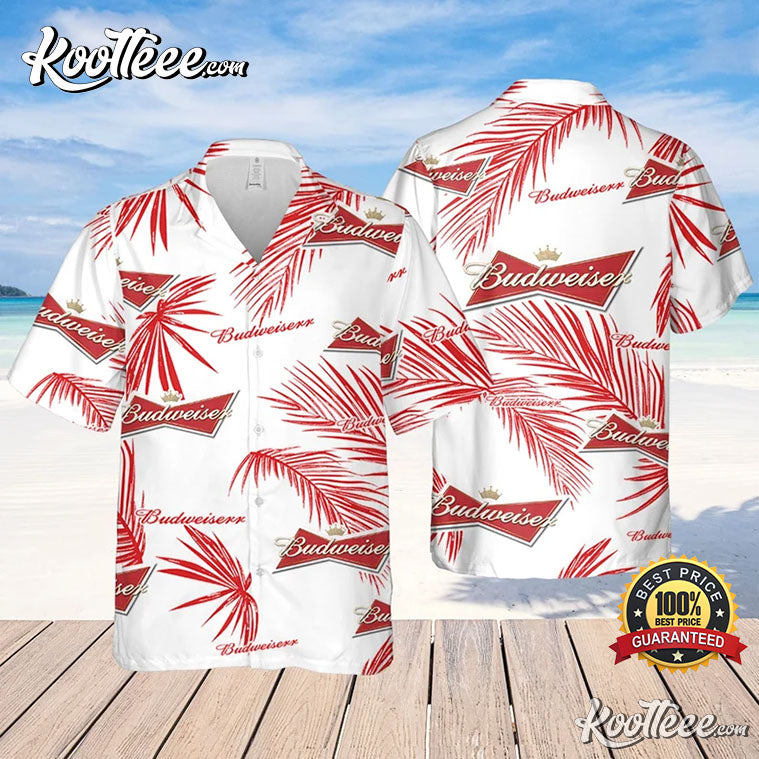 Budweiser Palm Leaves Pattern Hawaiian Shirt