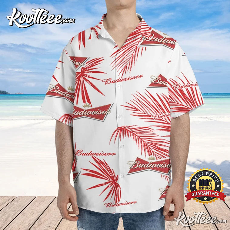 Budweiser Palm Leaves Pattern Hawaiian Shirt