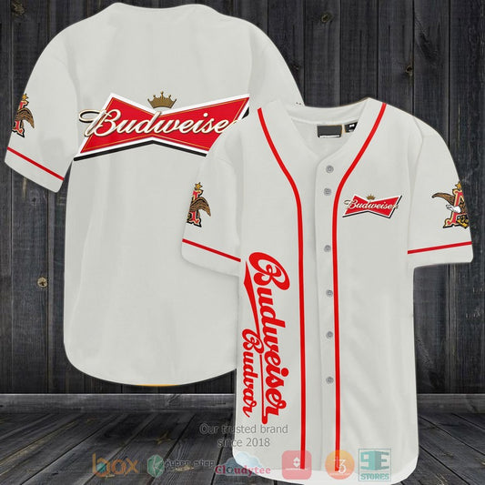 Budweiser Budvar white Baseball shirt