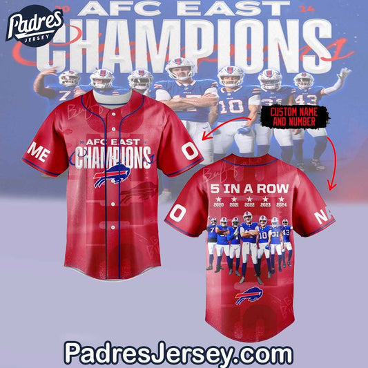 Buffalo Bills AFC EAST CHAMPIONS Red Baseball Jersey Outfit - Padres Jersey Oasis: Elevate Your Baseball Style Game