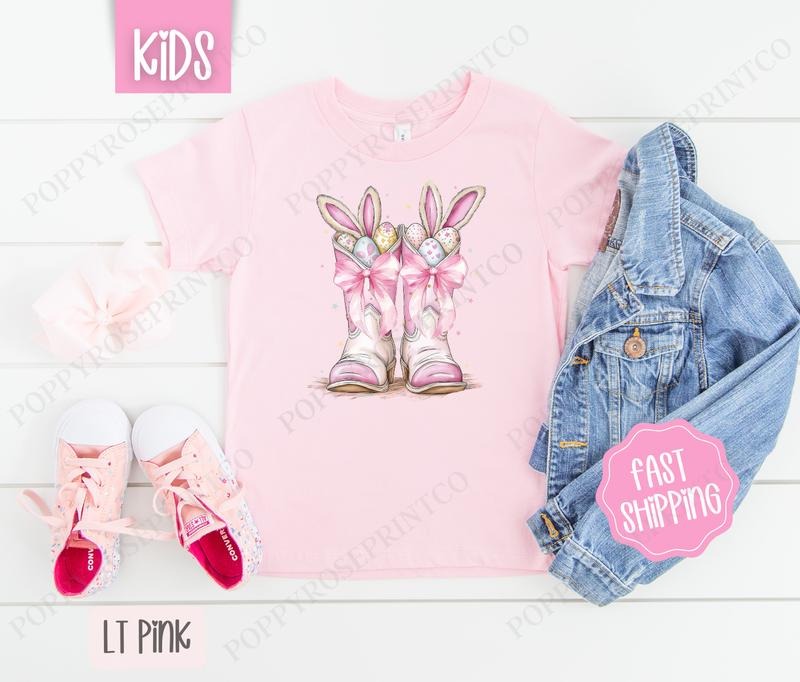 Bunny Boots Kids Shirt - Easter Children's Tshirt - Cute Youth Tee Gildan Hoodie, Sweatshirt | InkThreadWorks.com
