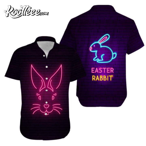 Bunny Neon Pink Happy Easter Day Hawaiian Shirt
