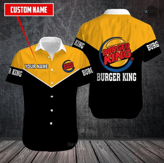Burger King Employee Shirt And Shorts Black Yellow Hawaiian Shirt Burger King Outfit Aloha Beach Shirt Personalized Burger King Uniform NEW