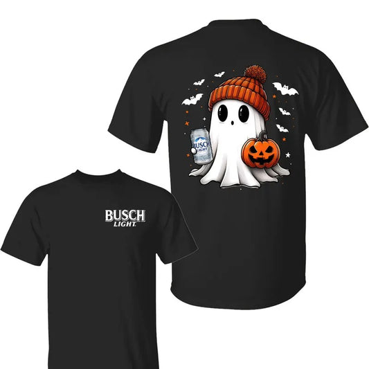 Buscch Light Ghost Pumpkin Halloween T-Shirt ,Funny Spooky Shirts, Pumpkin Shirt, Buscch Light T-Shirt, Halloween Shirt, Unisex Classic Cotton Tee with 2 Sided Graphic Print in All Sizes, For Women, For Men
