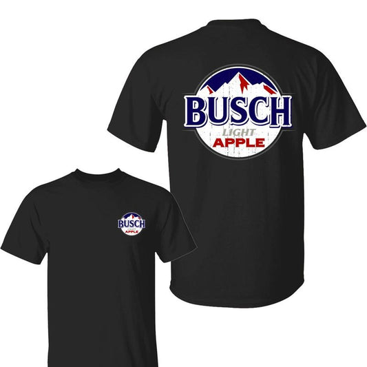 Busch Light Apple Shirt, Funny Father's Day T-Shirt, Powered By Busch Apple Beer, Drinking Humor Graphic T-Shirt for Dads, Men's Graphic Tees