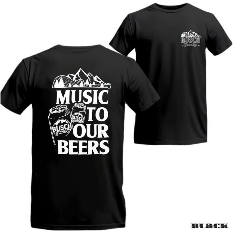 Busch Light Beer T-shirt - 'Music to Our Beers' Fun Graphic Tee for Men, Perfect for Beer Lovers