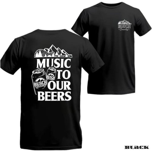 Busch Light Beer T-shirt - 'Music to Our Beers' Fun Graphic Tee for Men, Perfect for Beer Lovers