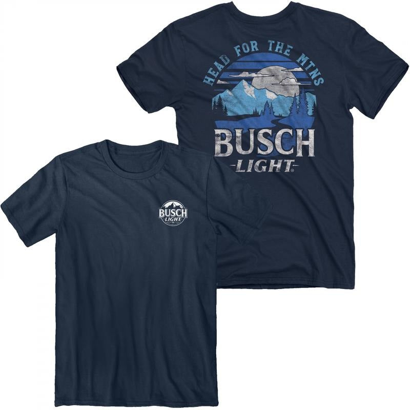 Busch Light Head For The MTNS Front and Back Print T-Shirt Hoodie, Sweatshirt | InkThreadWorks.com